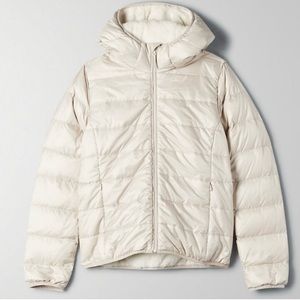 TNA “The little fuzzy puff” down jacket, size medium, colour: cream